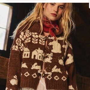 Free People Grey And Blue Cardigan